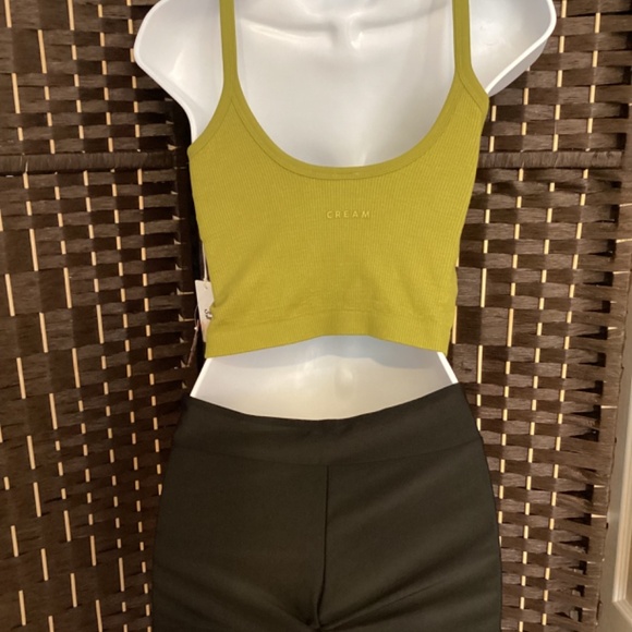 CREAM YOGA CROPPED BRA TOP (Color: Sage Green) - Picture 4 of 4